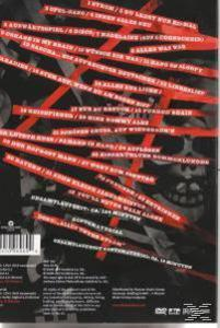 DVD-Rückseite mit Text, einer Totenkopf-Grafik und einem roten, schrägen Design.