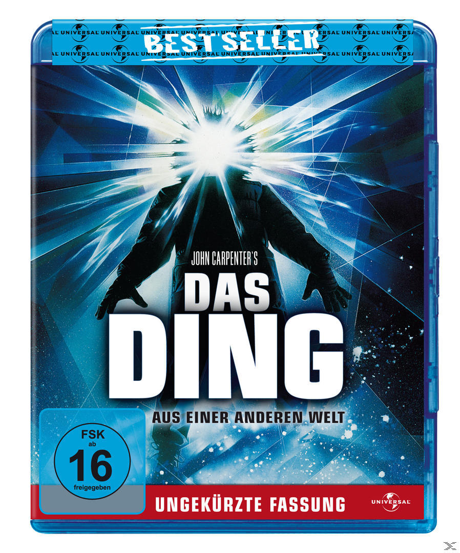 DVD-Cover: Das Ding. Zeigt einen Mann im dunklen Anzug mit hellem Licht dahinter.