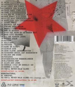 CD-Rückseite mit Trackliste, einem roten Stern und diversen Texten.