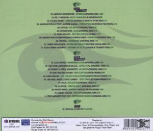 CD-Rückseite, grüner Hintergrund mit Titelliste, Augengrafik und Text. Weißer und grüner Text.