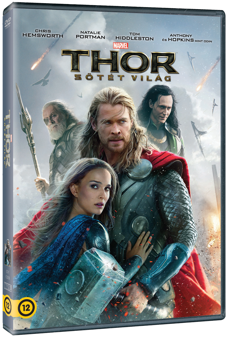 'Thor: Sötét világ' DVD borítója, a film szereplőivel.