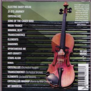 CD-Rückseite. Rechts eine Geige. Songtitel sind links.