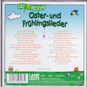 CD-Cover mit dem Titel 'Die 30 Besten Oster- und Frühlingslieder' mit Illustrationen.