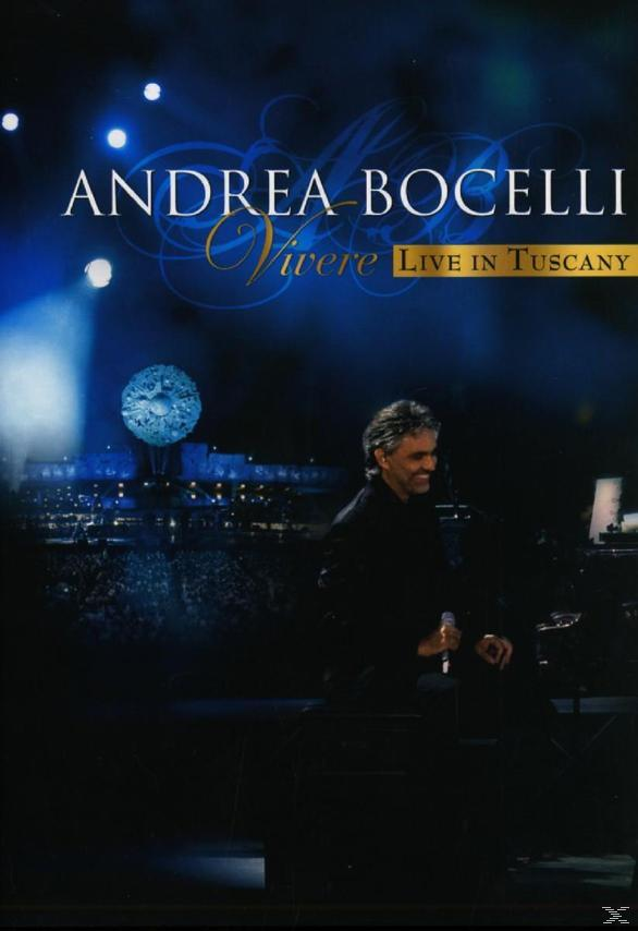 DVD-Cover: Andrea Bocelli auf der Bühne, mit Live-Publikum und blauem Hintergrund.