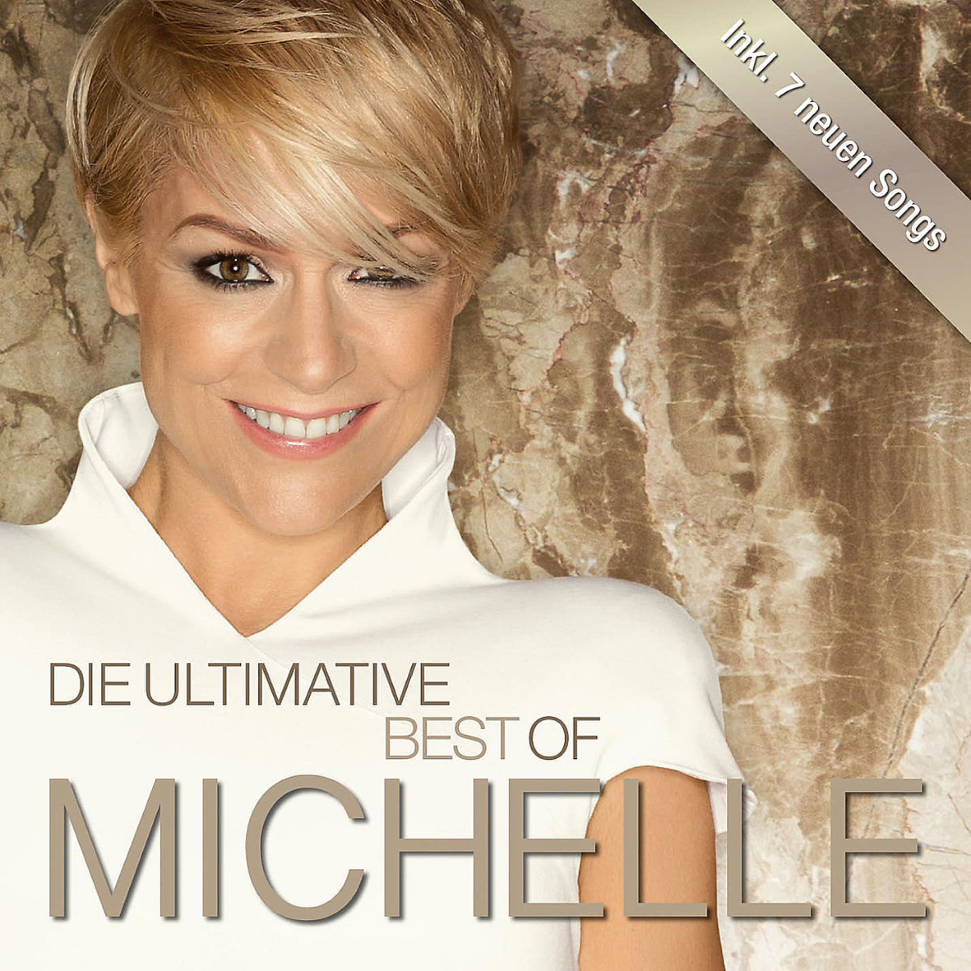 Albumcover mit lächelnder Frau, betitelt 'Die Ultimative Best of Michelle'.