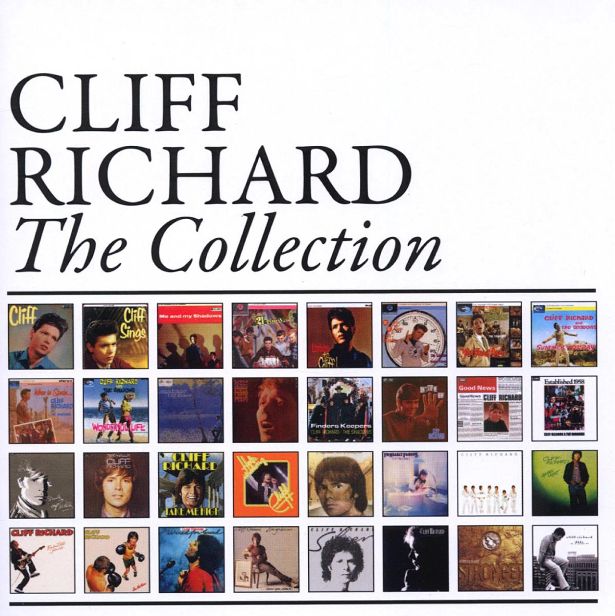 Albumcover mit dem Text "CLIFF RICHARD The Collection" mit verschiedenen Albumcovern darunter.