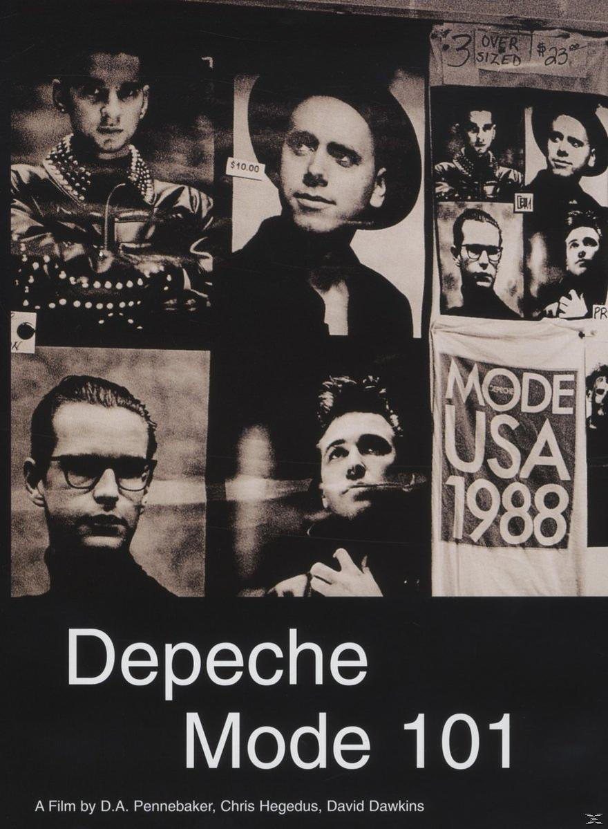 Depeche Mode 101 Poster mit verschiedenen Bandfotos und Text.