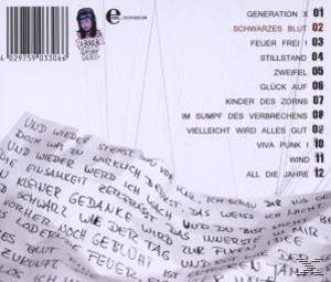 Rückseite einer CD-Hülle mit Titelliste und handschriftlicher Notiz.