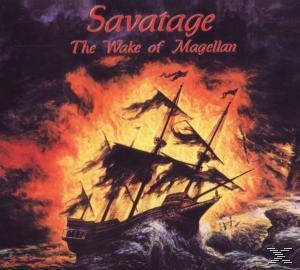 Albumcover mit einem brennenden Schiff in einem stürmischen Meer.