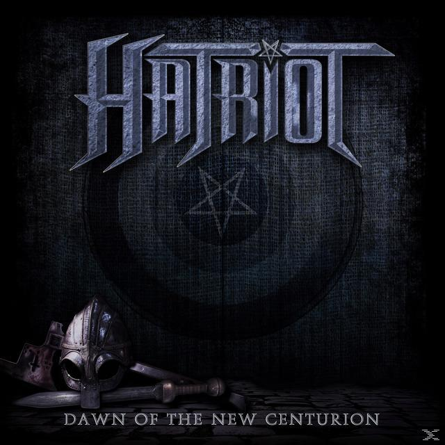 Albumcover mit Logo und Text 'Hatriot'. Ein Helm, Schwert und Axt befinden sich vor einem dunklen Hintergrund.