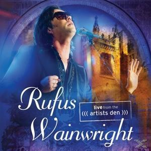 Rufus Wainwright album borítója éneklés közben, kék-lila környezetben.