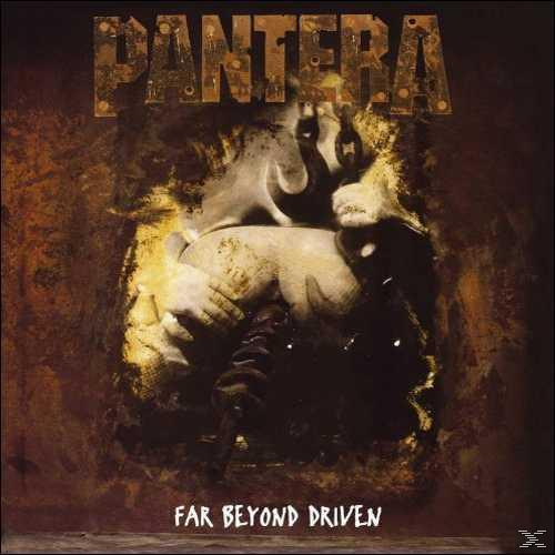 Albumcover für Panteras 'Far Beyond Driven' mit einem dunklen, abstrakten Design.