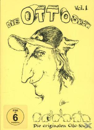 Otto Show DVD-Cover. Ein Cartoon-Gesicht mit großer Nase. Gelber Hintergrund mit kleinen Cartoon-Figuren.