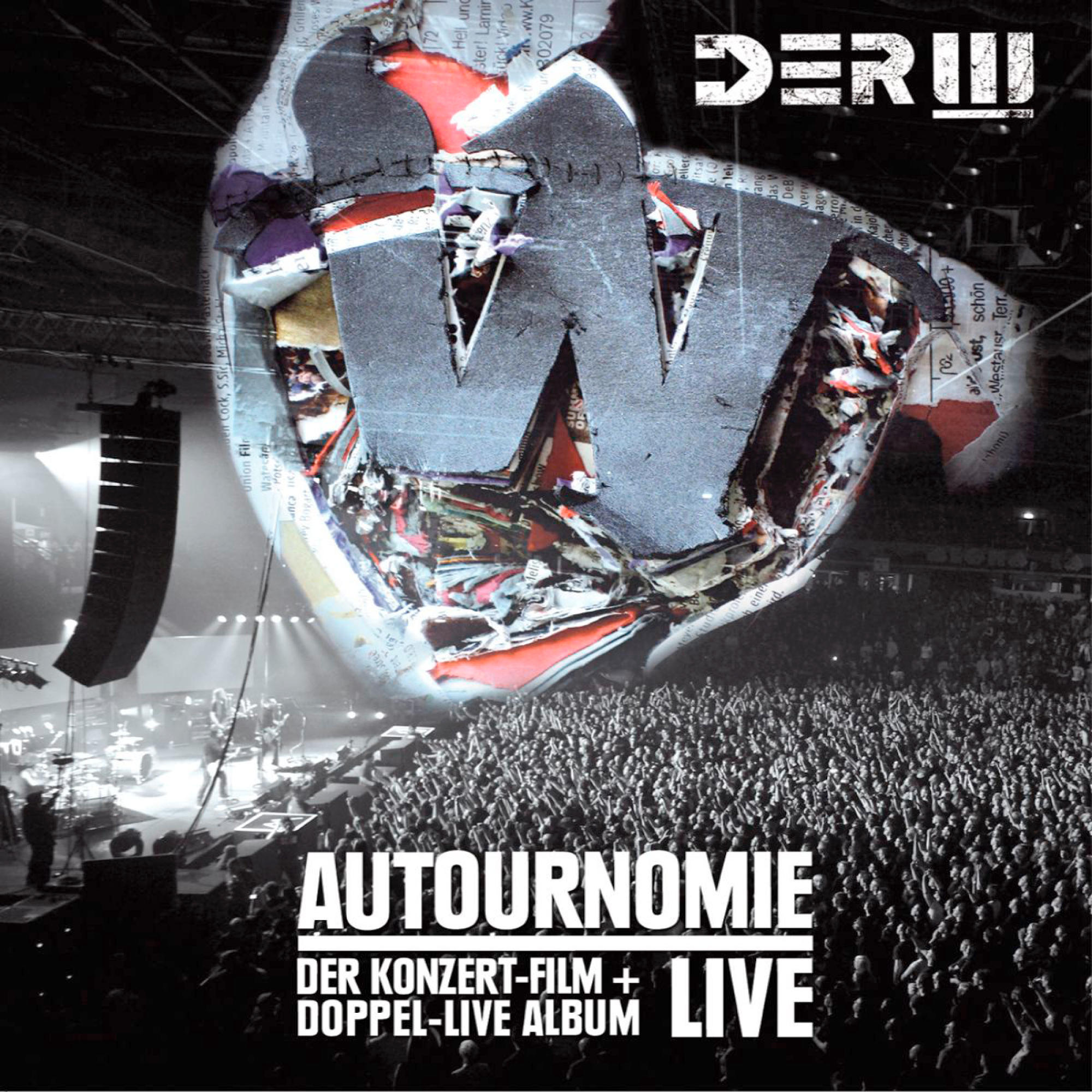 Albumcover mit einer Bühnenszene und einer Menschenmenge.