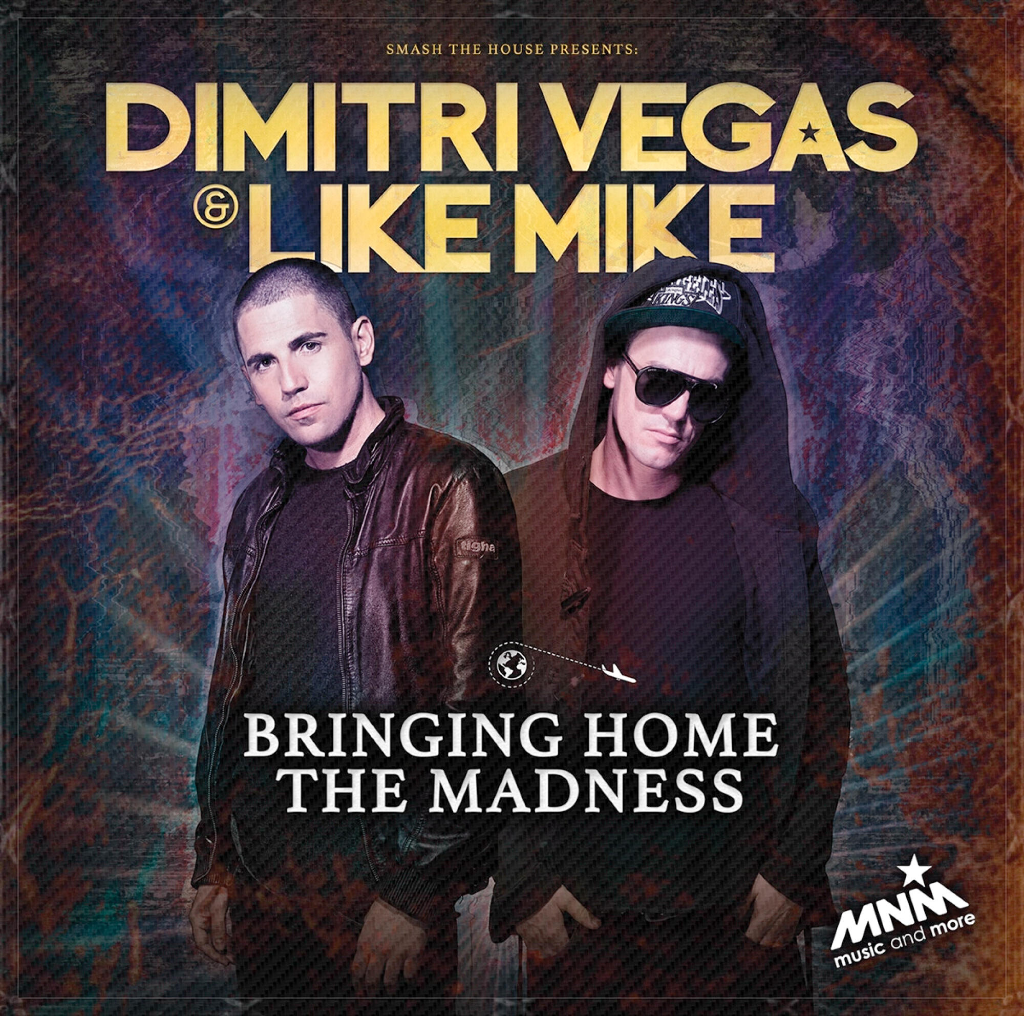 Pochette d'album avec deux hommes. Le texte comprend le nom de l'artiste et le titre : Bringing Home the Madness.