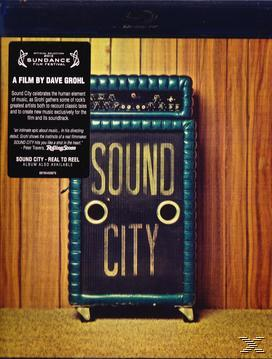 Sound City Blu-ray-Cover mit einem Verstärker. Das Cover ist vor einem Holzgrund.