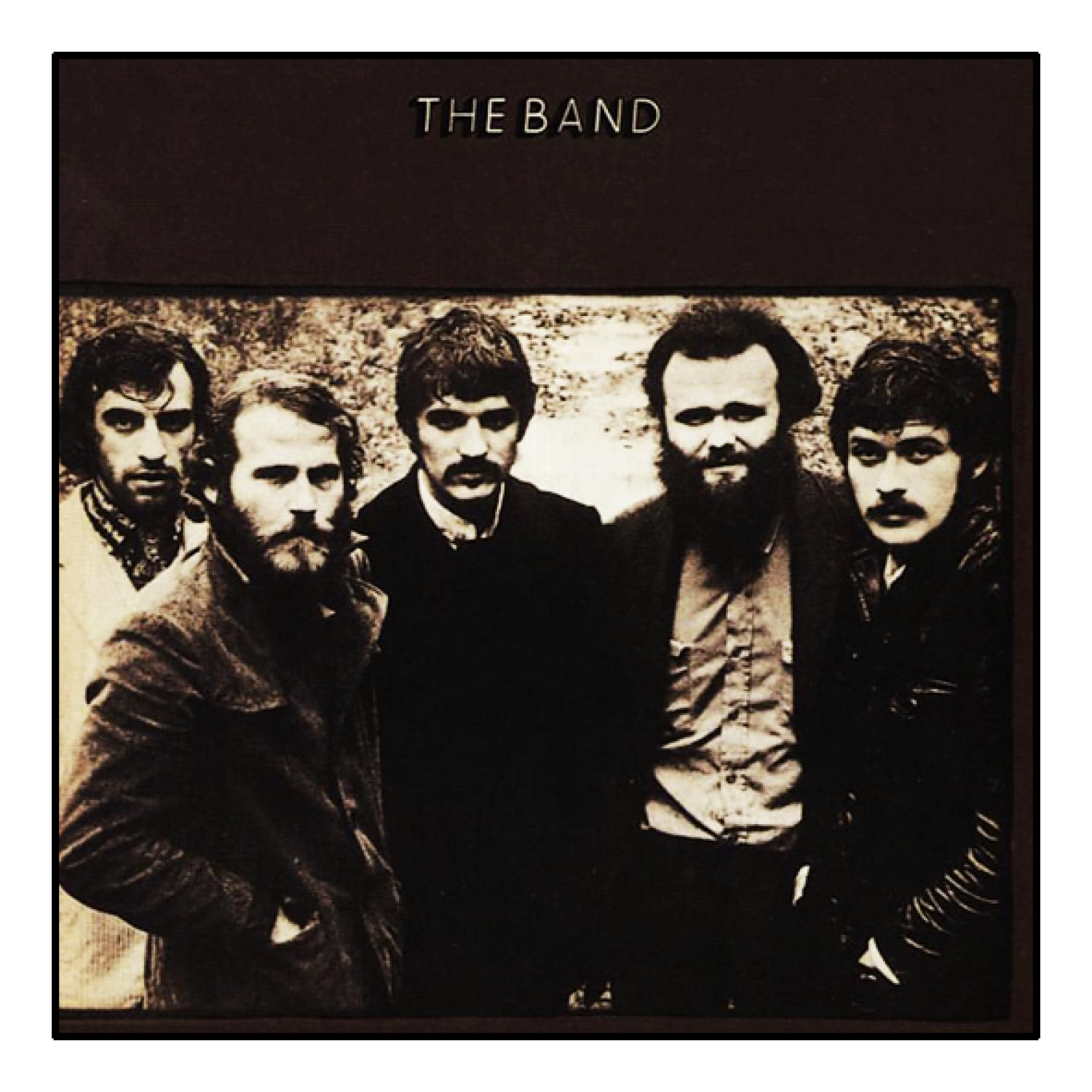 Das Band-Albumcover mit fünf Männern in dunkler Kleidung, die draußen stehen. Braune und schwarze Töne.