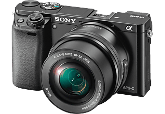 SONY Systemkamera Alpha 6000+16-50mm schwarz (ILCE-6000LB) E-Mount-Kamera mit APS-C-Sensor