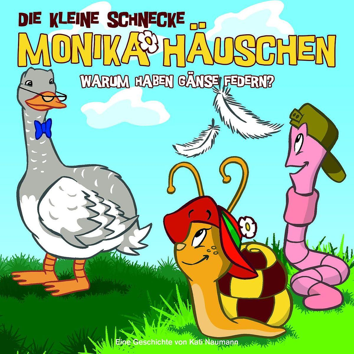 Buchcover: Cartoon-Schnecke, Gans und Wurm mit Text auf Deutsch.