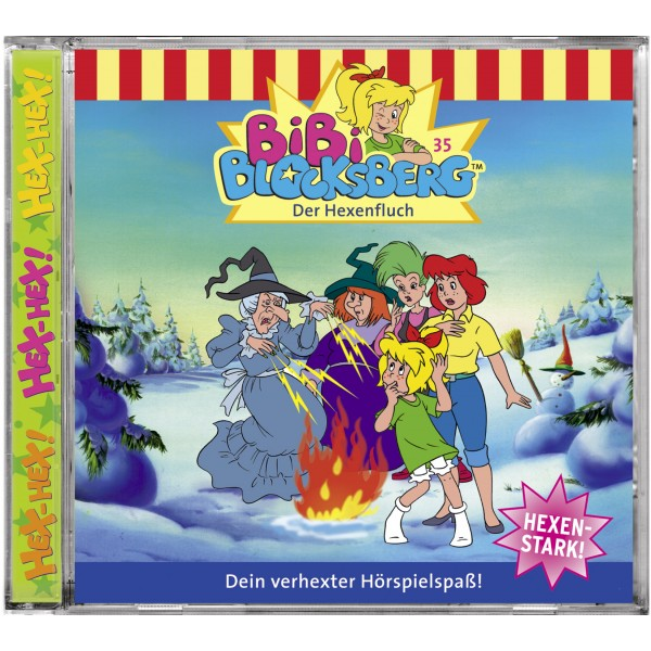 Albumcover: Bibi Blocksberg Cartoon. Hexen und Schneemann in verschneiter Szene. Titel: Der Hexenfluch.