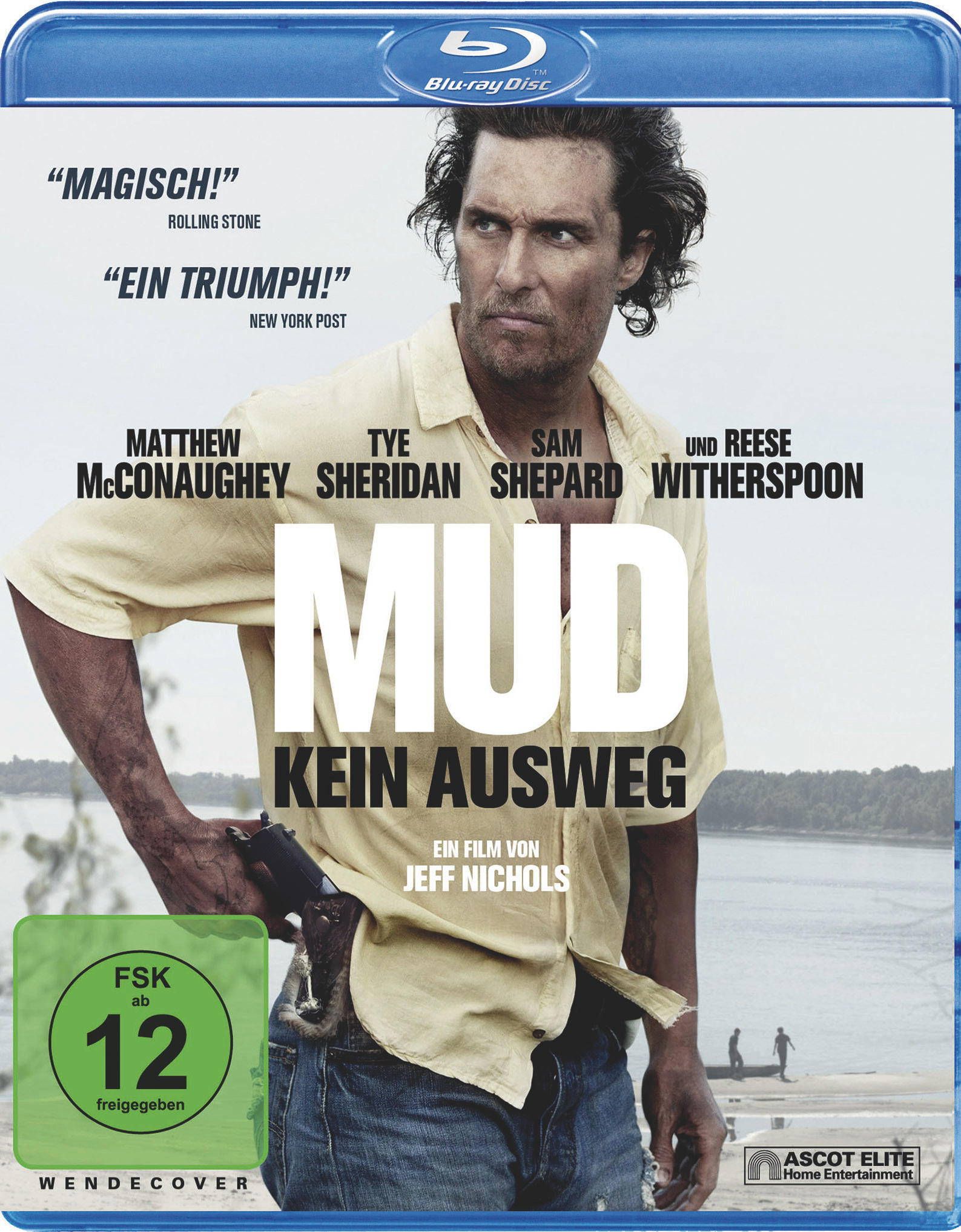Filmcover für 'Mud'. Matthew McConaughey hält eine Waffe. Rezensionen sind vorhanden.