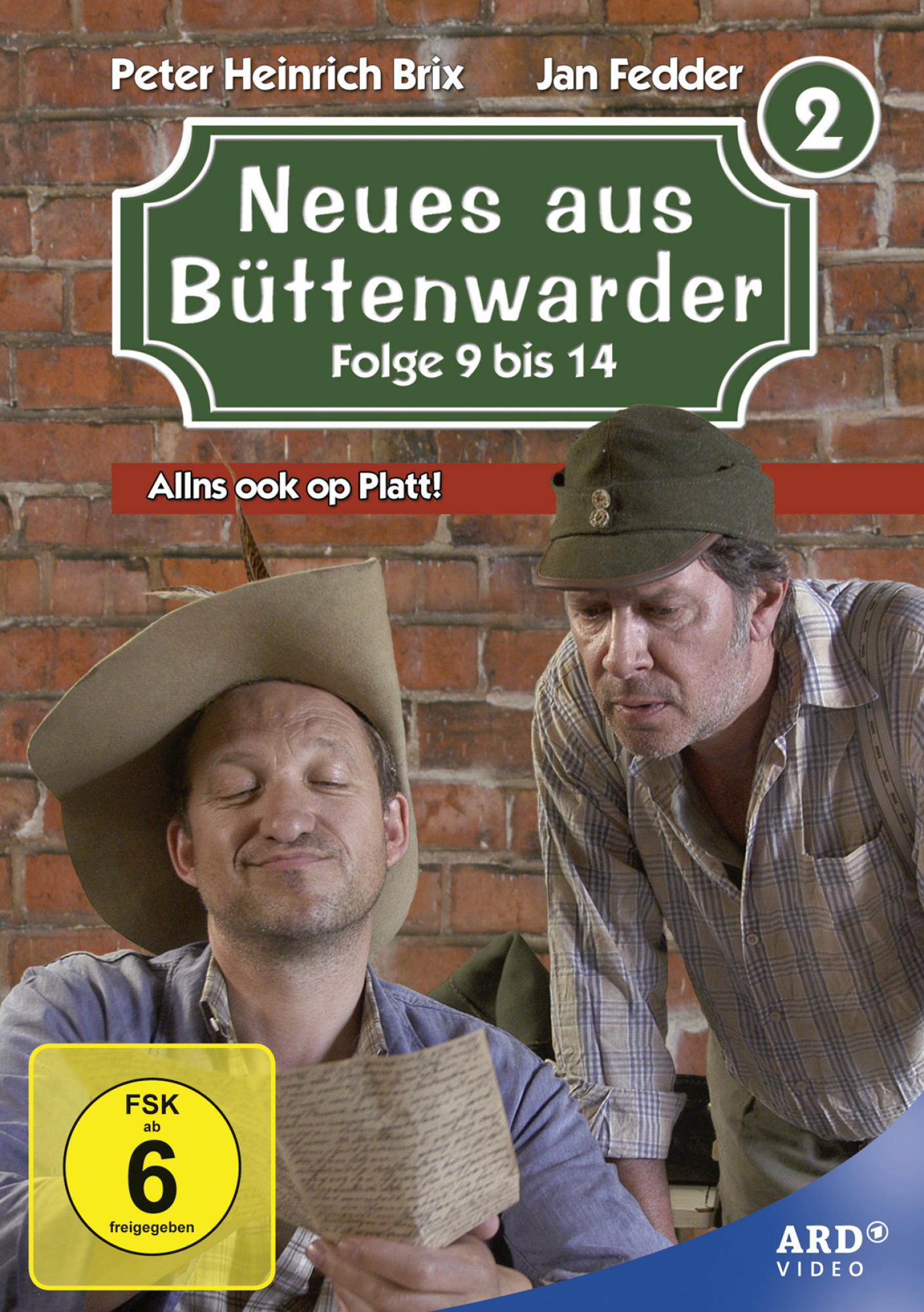 DVD-Hülle mit zwei Männern vor einer Backsteinmauer. Text 'Neues aus Büttenwarder' und Namen der Schauspieler.