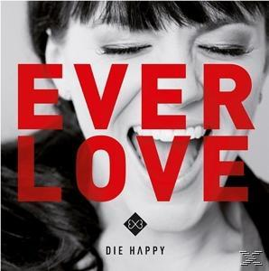 Albumcover. Das Gesicht einer Frau mit dem Wort EVER LOVE in Rot. Schwarz-Weiß-Foto.