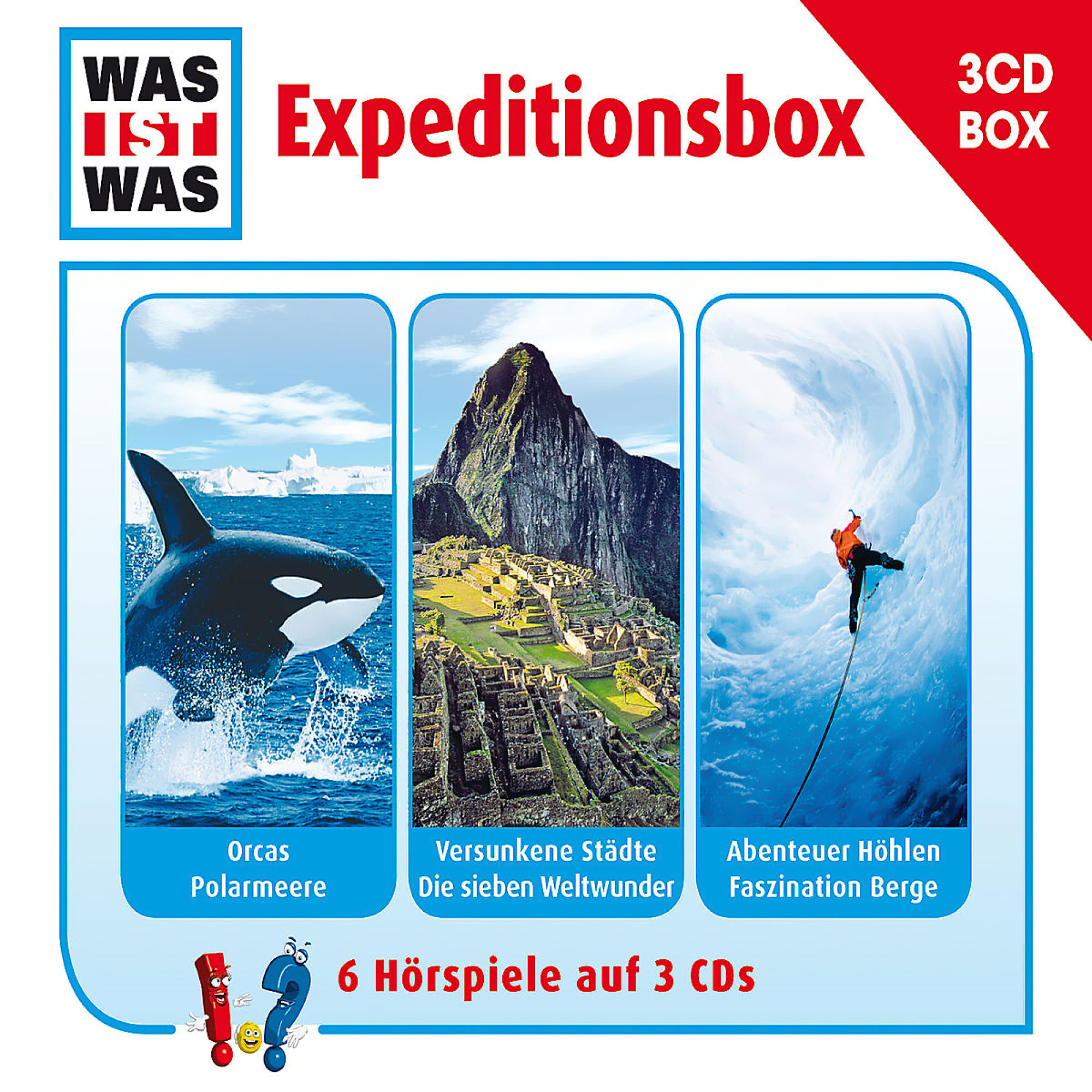 Ein Bild zeigt eine CD-Box mit drei Tafeln. Jede Tafel zeigt verschiedene Szenen.