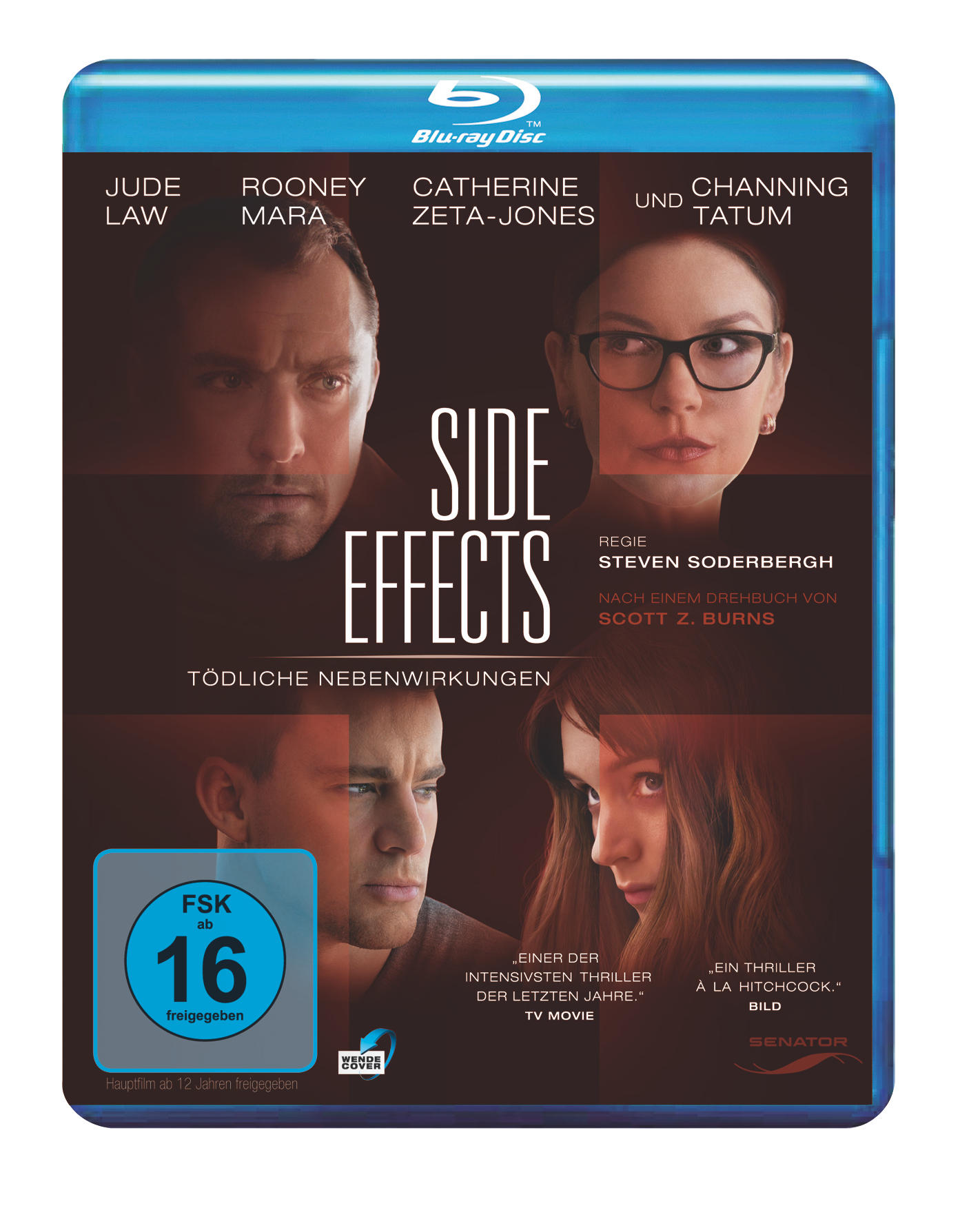 DVD-Cover mit Schauspielern. Text: Side Effects, Tödliche Nebenwirkungen. Blauer Hintergrund.