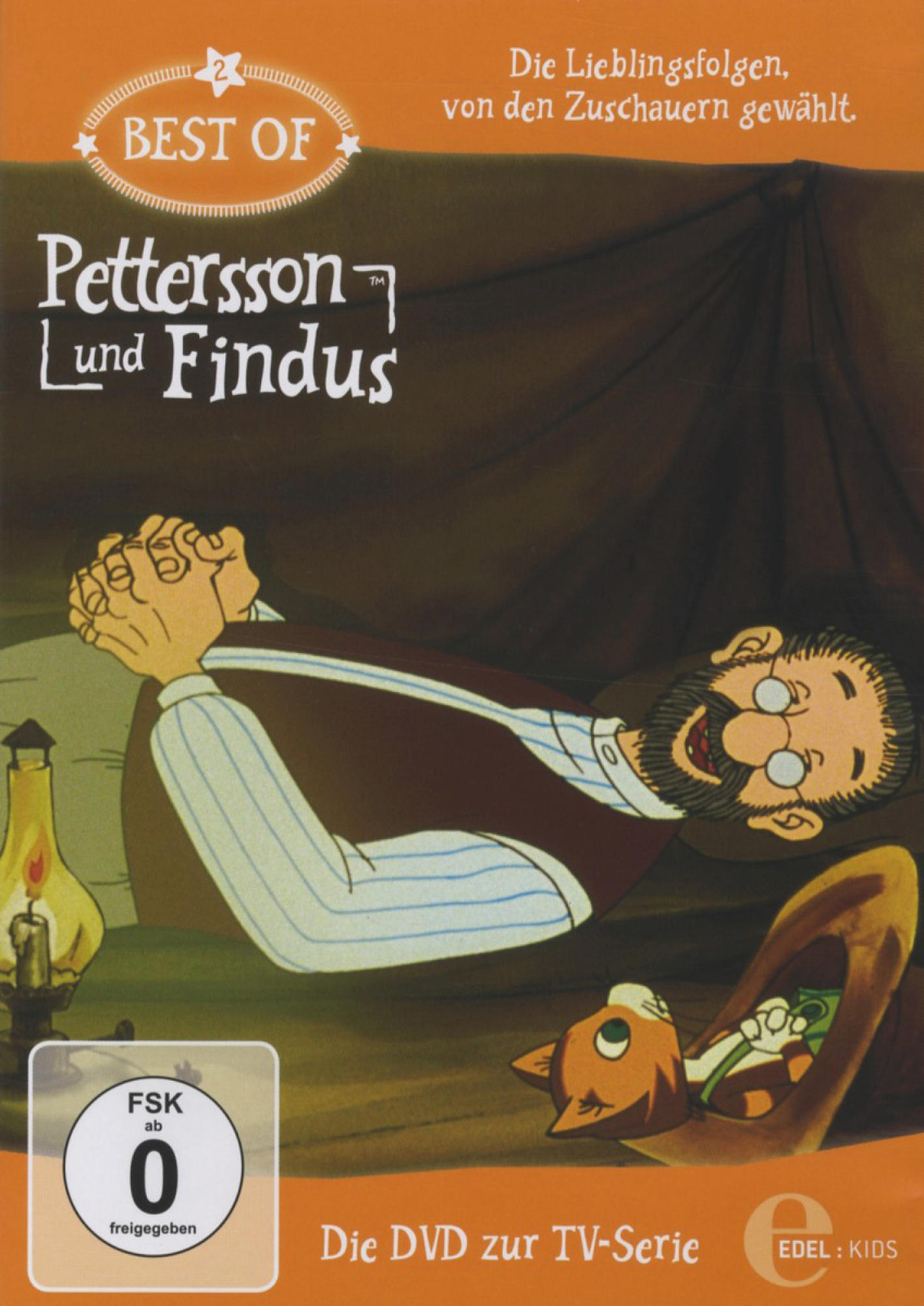 DVD-Cover mit einem Cartoon-Bild eines Mannes und einer Katze in einem Zelt, mit Text auf Deutsch.