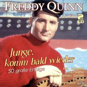 CD-Cover, Sänger im roten Pullover mit Text 'Junge, komm bald wieder'.