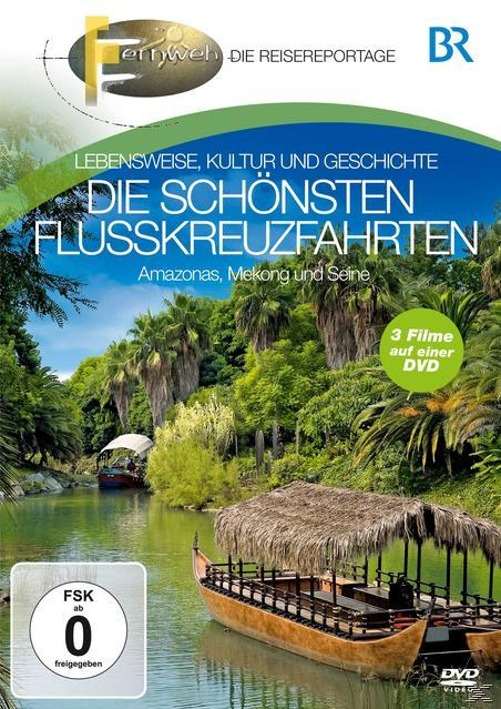 DVD-Cover. Tropische Flussszene mit Booten. Titel: Die schönsten Flusskreuzfahrten.