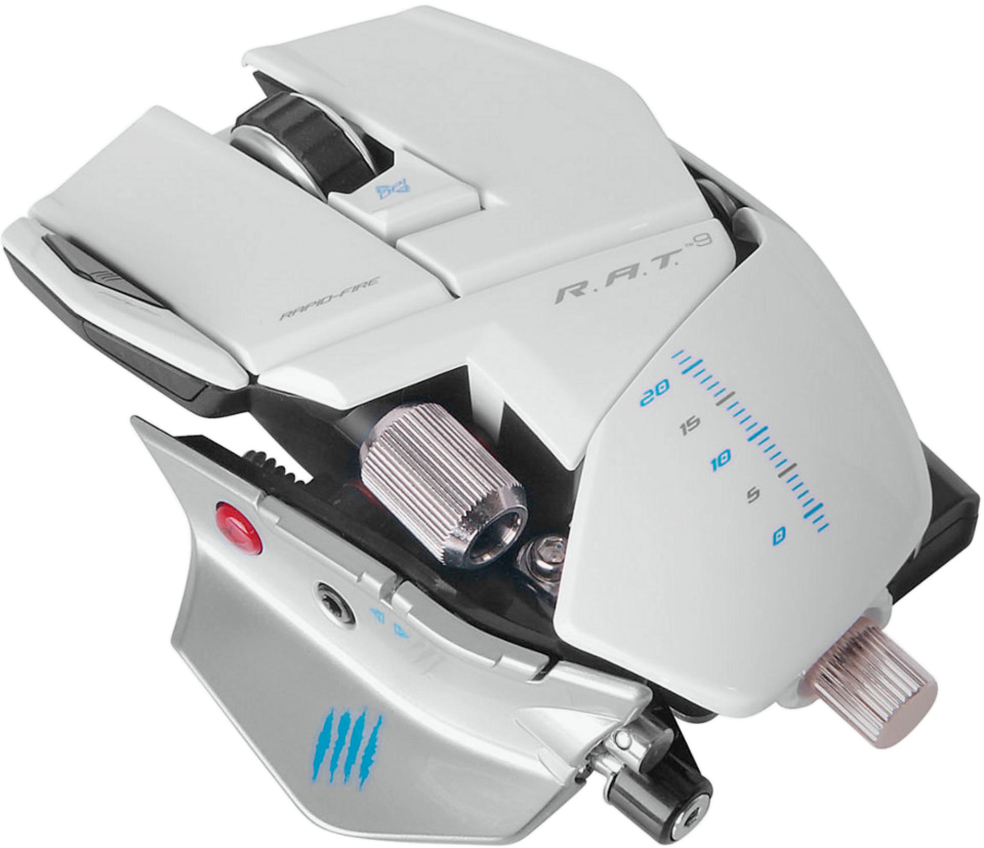 Ratón gaming - Mad Catz Cyborg R.A.T. 9, inalámbrico, 6400 DPI, 2,4 GHz, color blanco