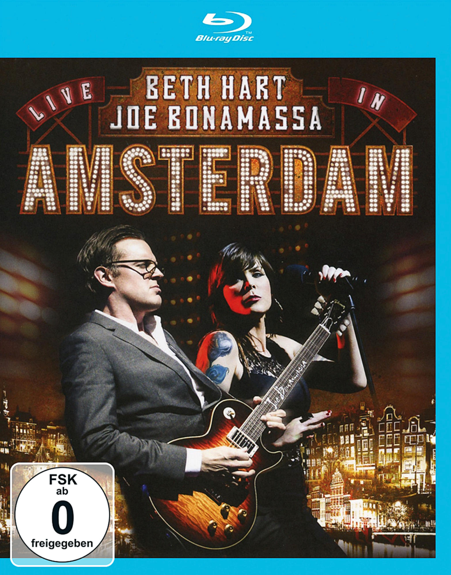 Blu-ray Disc Cover. Zwei Personen mit Gitarre und Mikrofon. Titel: Beth Hart & Joe Bonamassa.