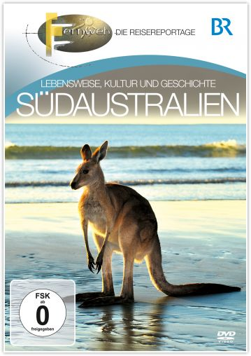 DVD-Cover, Känguru am Strand. Blauer Himmel und Wasser im Hintergrund.