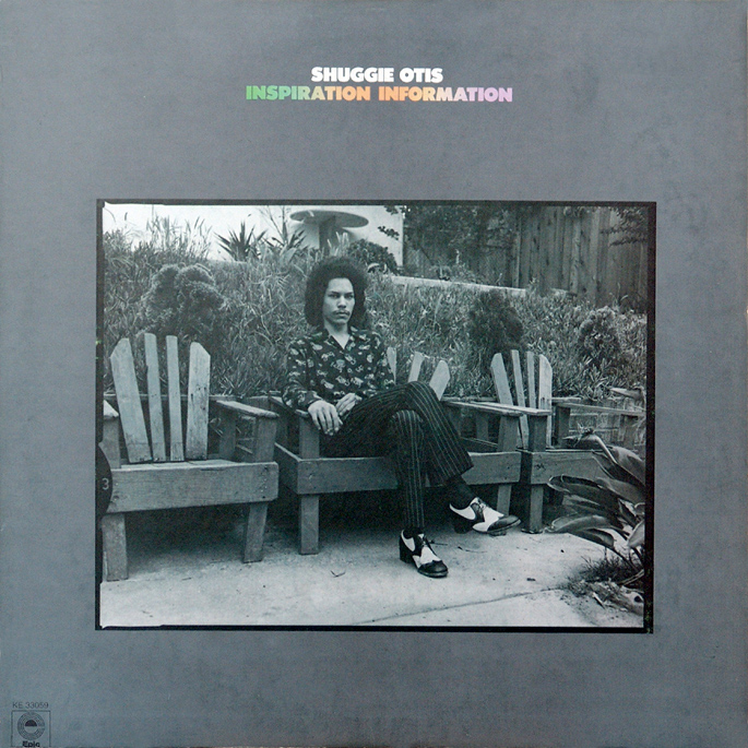 Shuggie Otis album borító. Férfi székben, szürke háttér, cím felül.