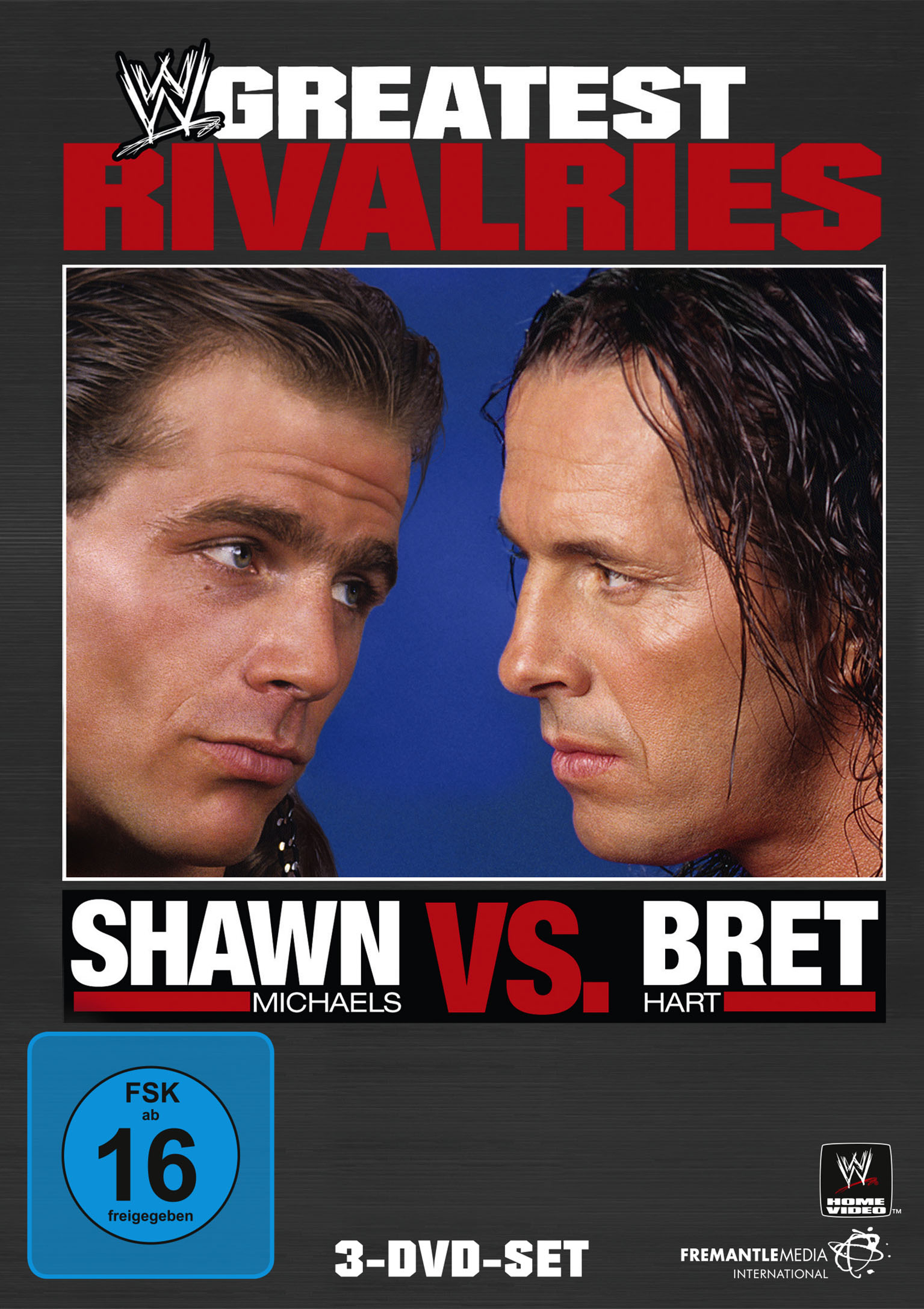 DVD-Cover: Shawn Michaels vs. Bret Hart, zwei Männer stehen sich gegenüber.