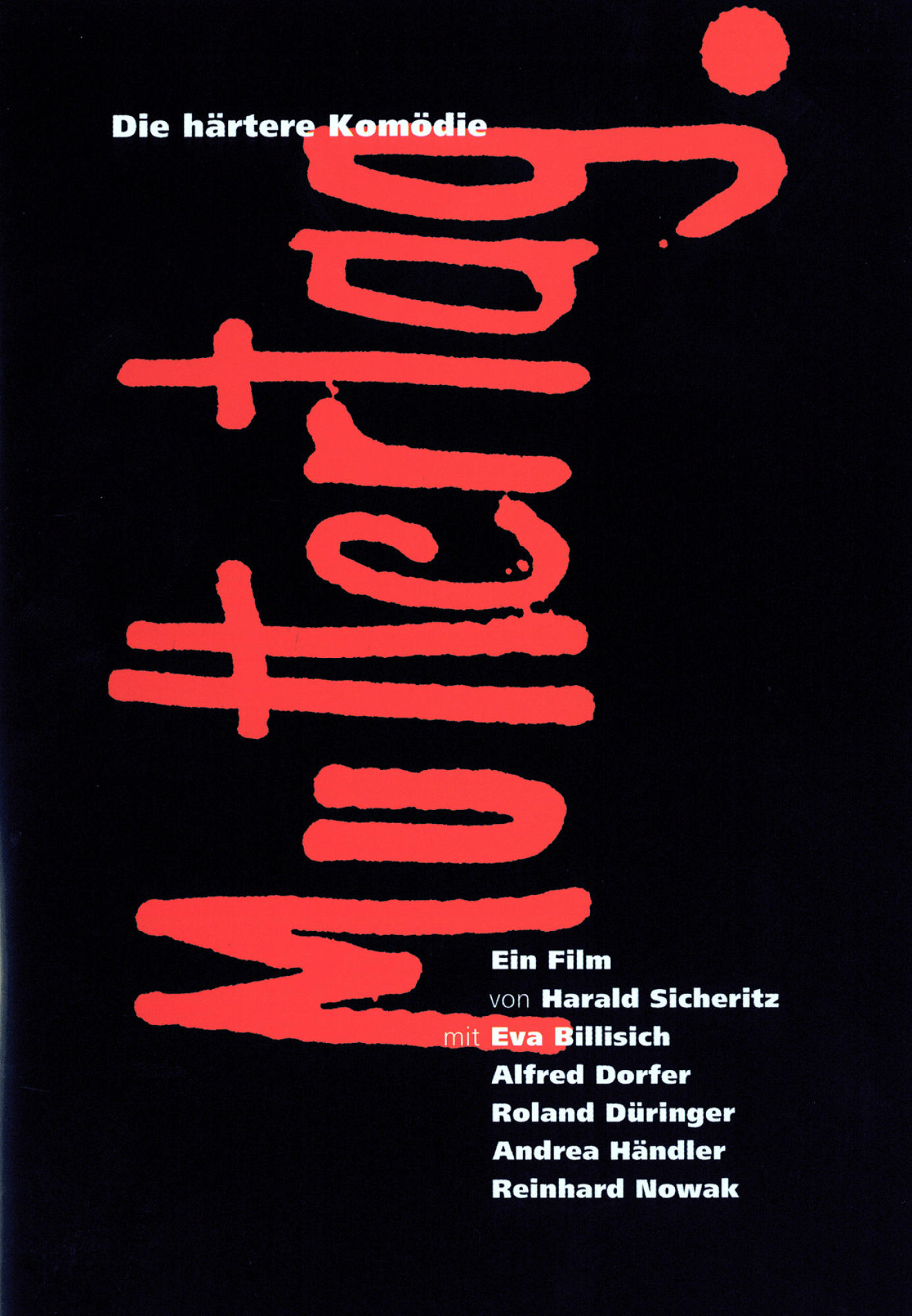 Filmposter für 'Muttersöhnchen', roter Titel auf schwarzem Hintergrund mit Credits.