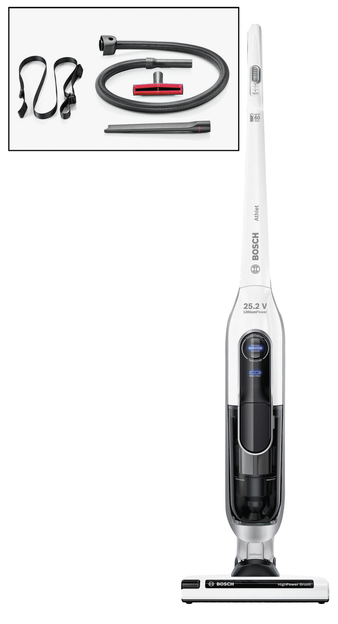 Aspirador Escoba - Bosch ATHLET BCH6ATH25K 25,2V, Capacidad de 900ml, Accesorios incluidos