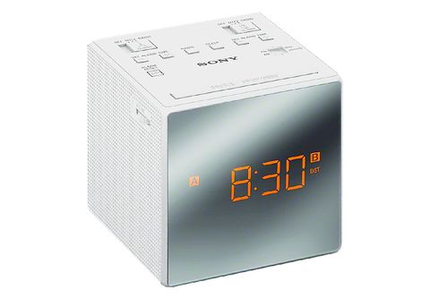 Reloj despertador dual blanco con radio FM y brillo de la pantalla