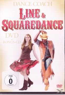 DVD-Cover mit einem Mann und einer Frau in Line-Dance-Kleidung. Der Titel des Covers lautet 'Line & Squaredance'.