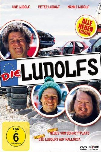 DVD-Cover von Die Ludolfs mit drei Personen in Kreisen und Autos im Hintergrund.