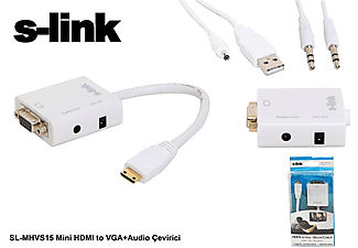 S-LINK SL-MHVS15 Mini HDMI to VGA+Audio Çevirici_3