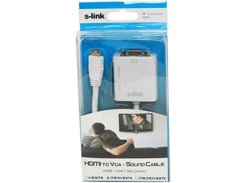 S-LINK SL-MHVS15 Mini HDMI to VGA+Audio Çevirici_4