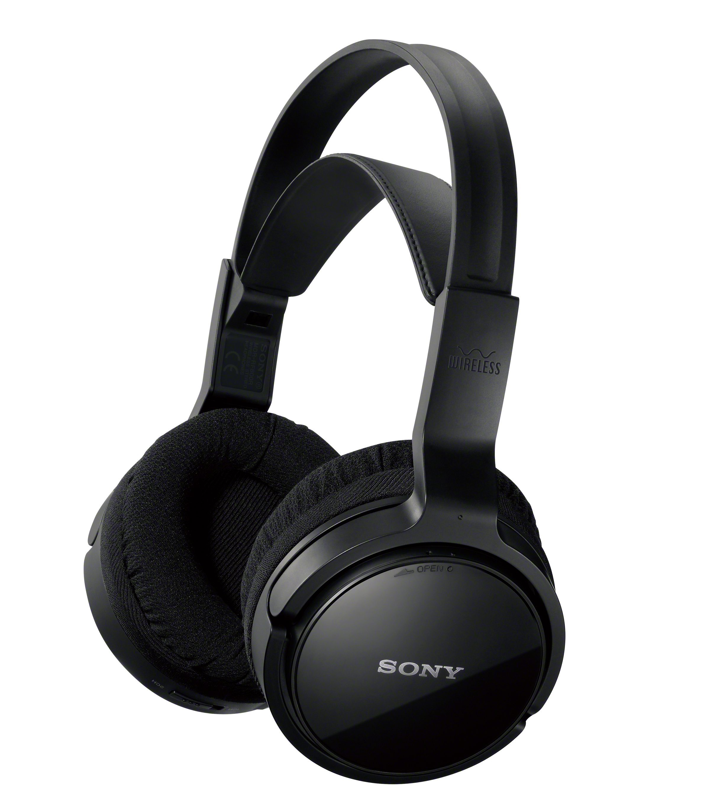 Schwarze Sony-Kopfhörer mit schwarzen Ohrmuscheln und Bügel, weißer Hintergrund.