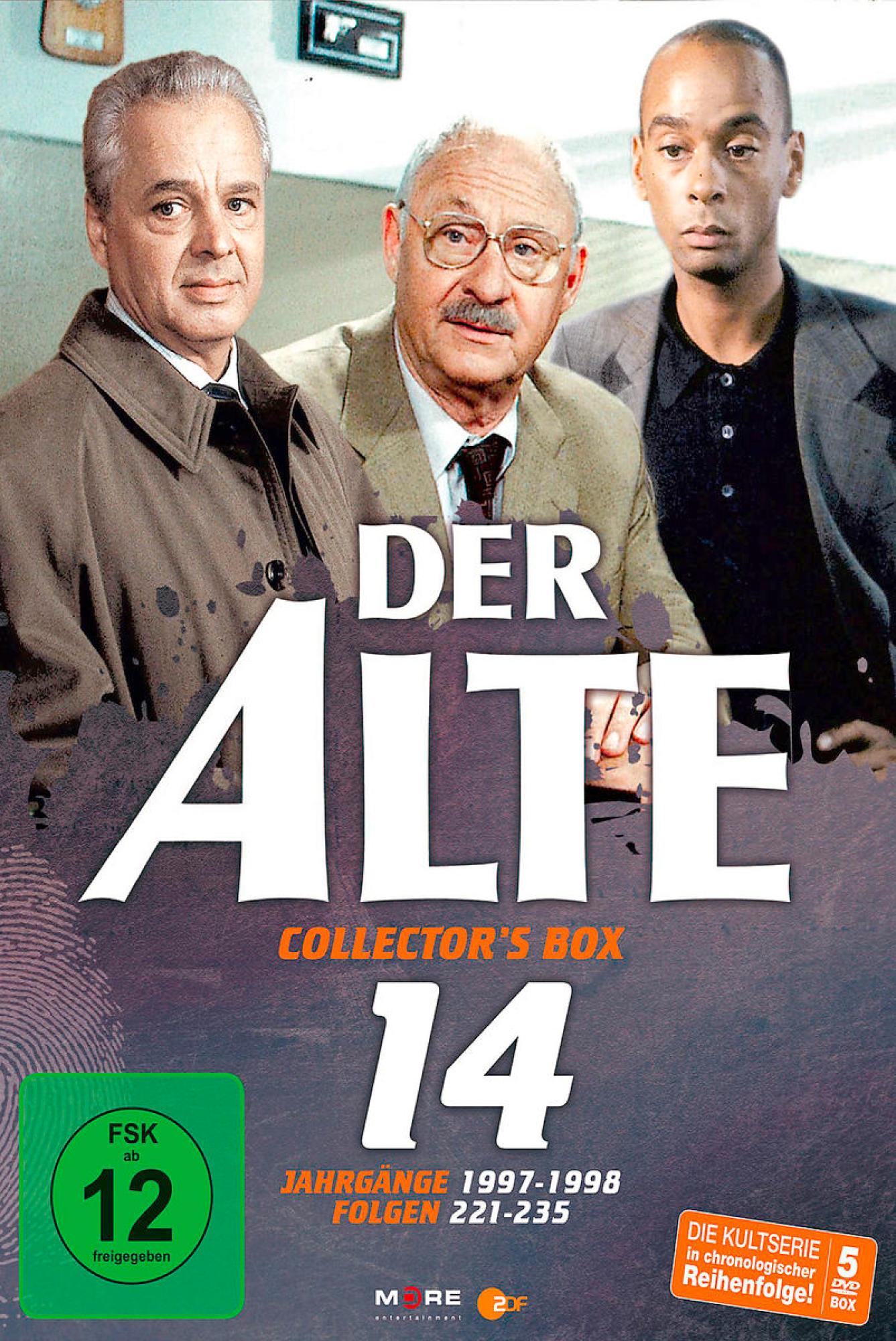 DVD-Cover: Drei Männer in Anzügen, Titel 'Der Alte', 'Collector's Box 14', grünes Bewertungssiegel.
