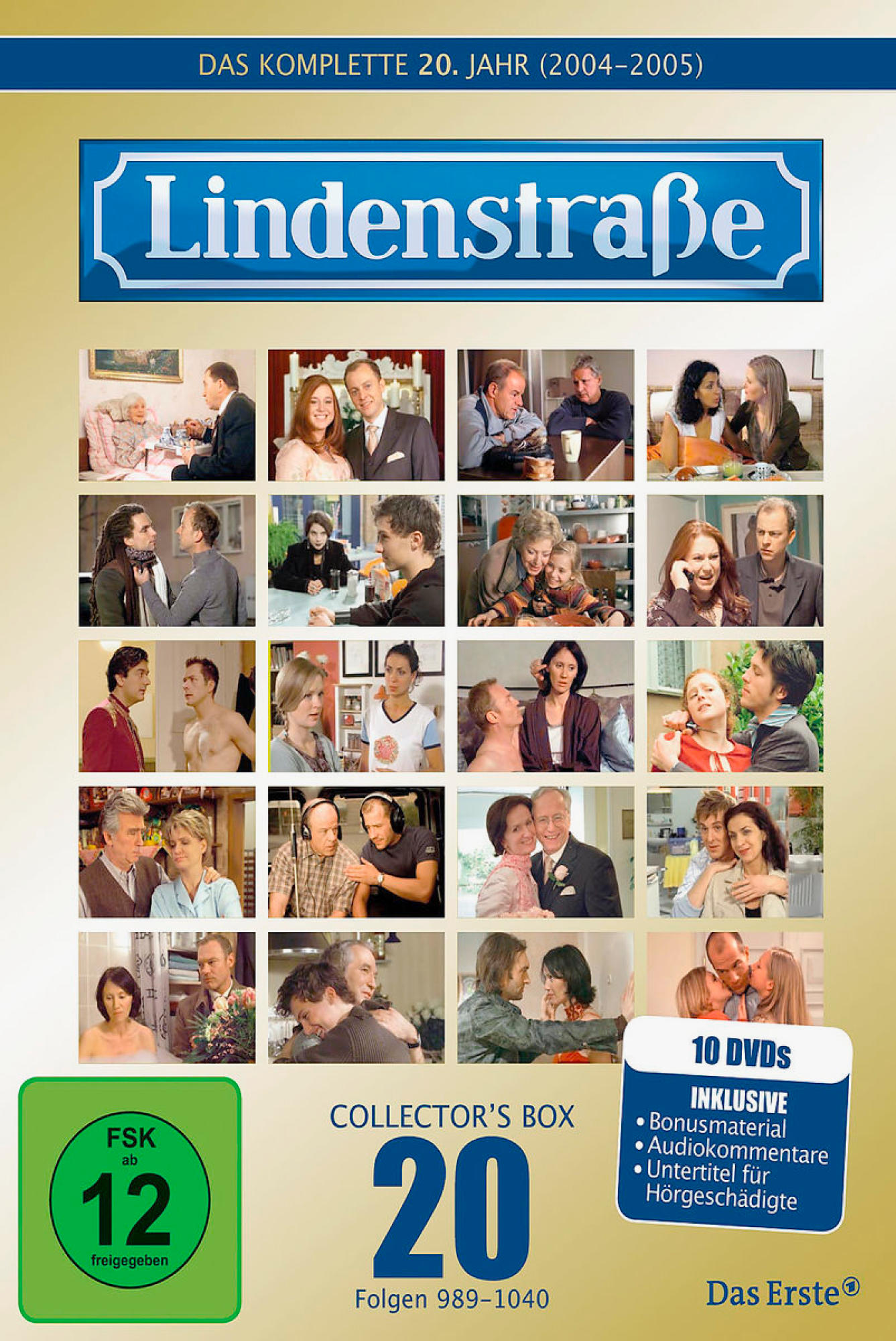 Ein Box-Set-Cover mit mehreren Bildern von Personen. Es hat Text und ein Logo.