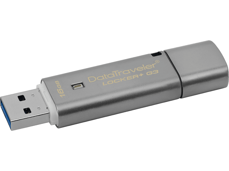 KINGSTON DTLPG3 Traveler Locker USB-Stick, 16 GB, 135 MB/s, Silber