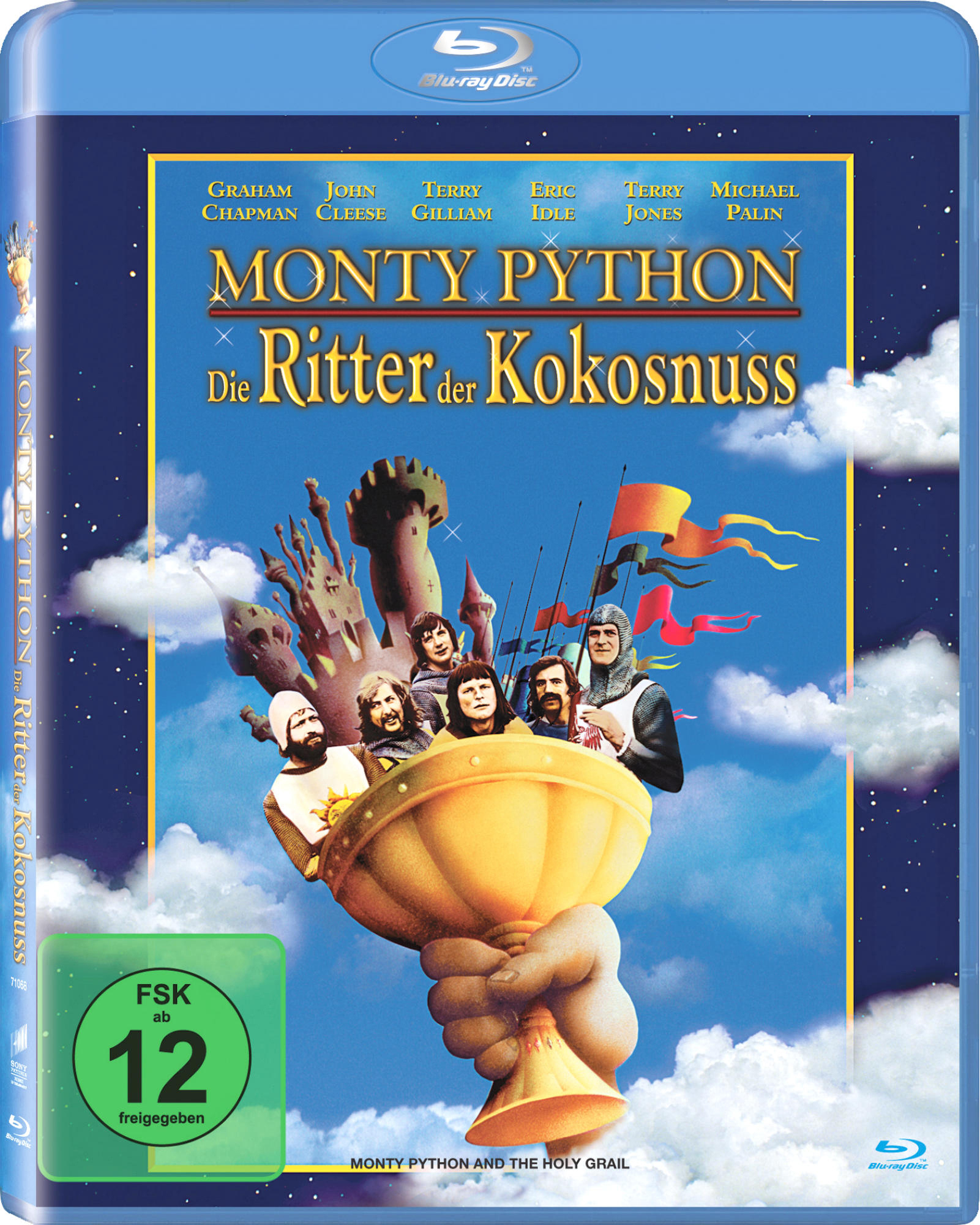 Cover des Films Monty Python. Das Cover zeigt Schauspieler, einen goldenen Kelch und eine Burg.