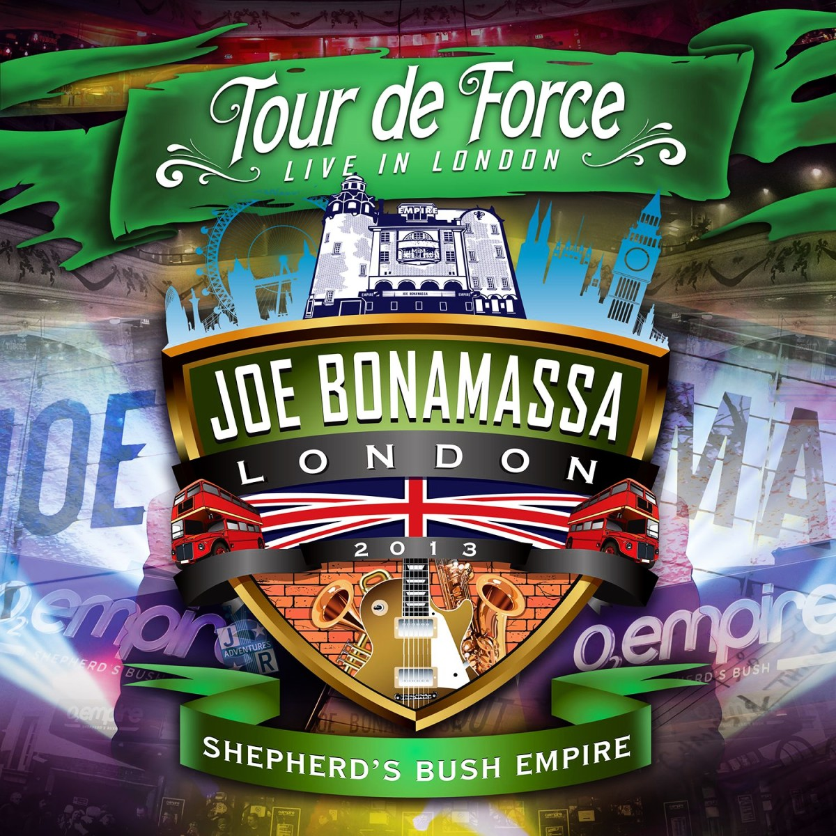 Albumcover, Joe Bonamassa, Tour de Force Live in London, mit dem London Eye und Big Ben.